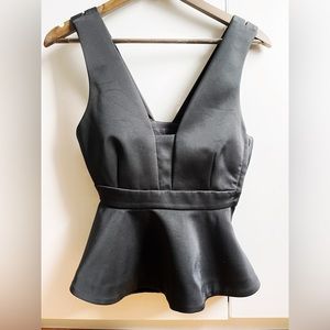 Black satin feel, peplum top